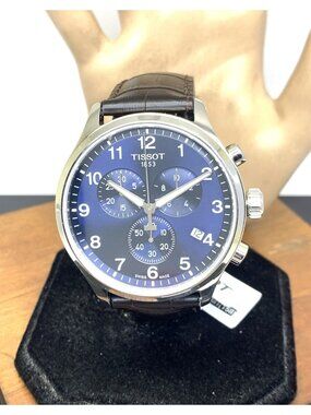 Tissot Men's Watch Swiss Quartz Blue Dial 45mm Brown Leather Band T1166171604700